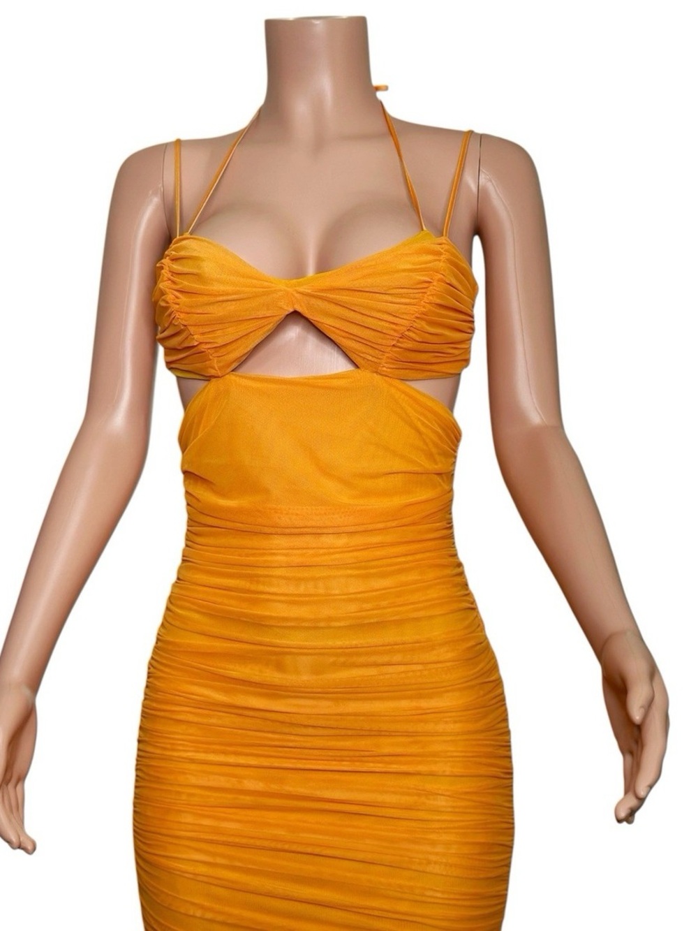 HOUSE OF CB Tibi Cutout Ruched Midi Dress, Tangerine, Medium - Picture 7 of 9